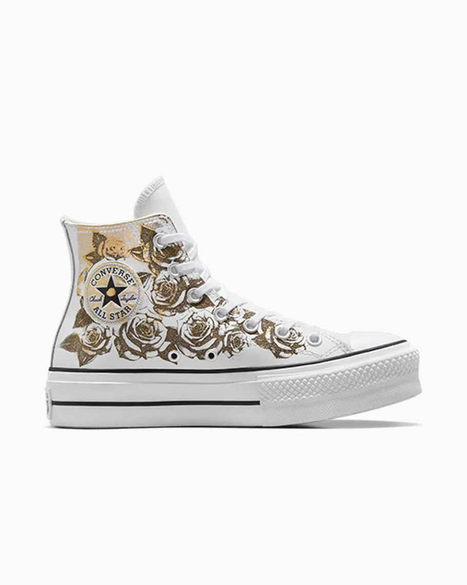 Converse Chuck Taylor All Star Lift Platform Gold Roses & Leather*Mujer Corte Alto | Plataformas