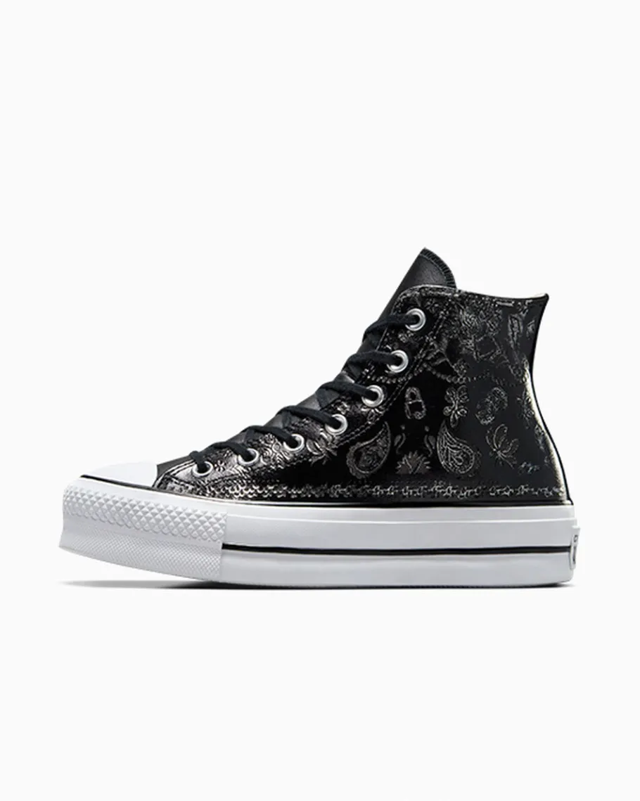 Converse Chuck Taylor All Star Lift Platform Silver Paisley & Leather*Mujer Corte Alto | Plataformas