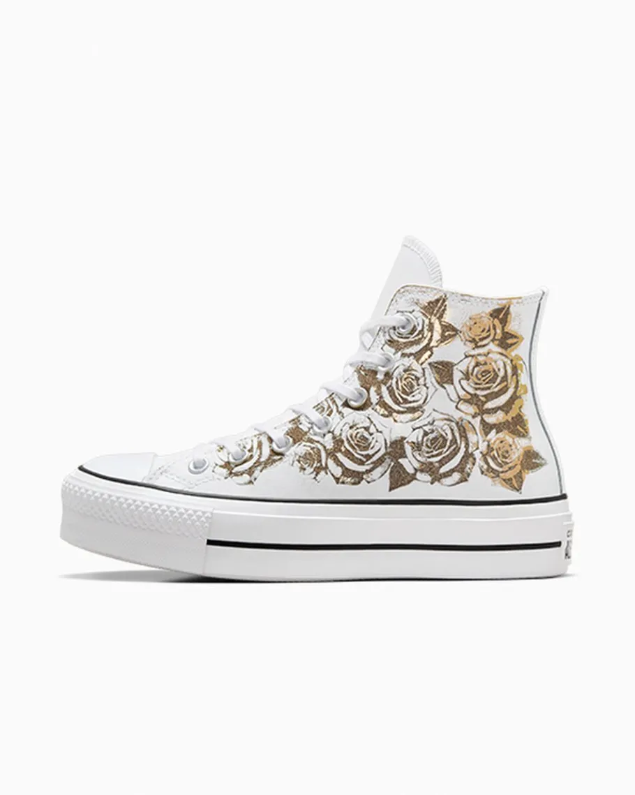 Converse Chuck Taylor All Star Lift Platform Gold Roses & Leather*Mujer Corte Alto | Plataformas