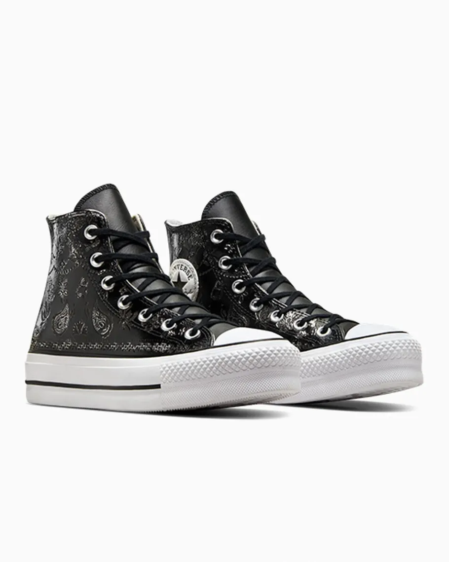 Converse Chuck Taylor All Star Lift Platform Silver Paisley & Leather*Mujer Corte Alto | Plataformas