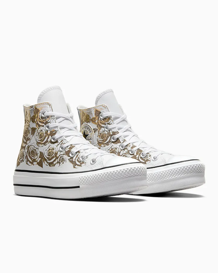 Converse Chuck Taylor All Star Lift Platform Gold Roses & Leather*Mujer Corte Alto | Plataformas
