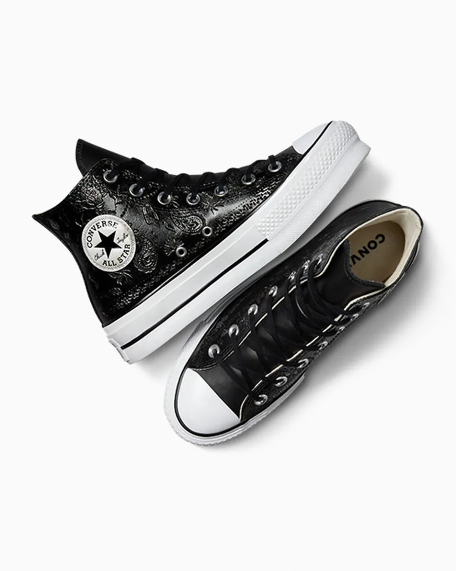 Converse Chuck Taylor All Star Lift Platform Silver Paisley & Leather*Mujer Corte Alto | Plataformas