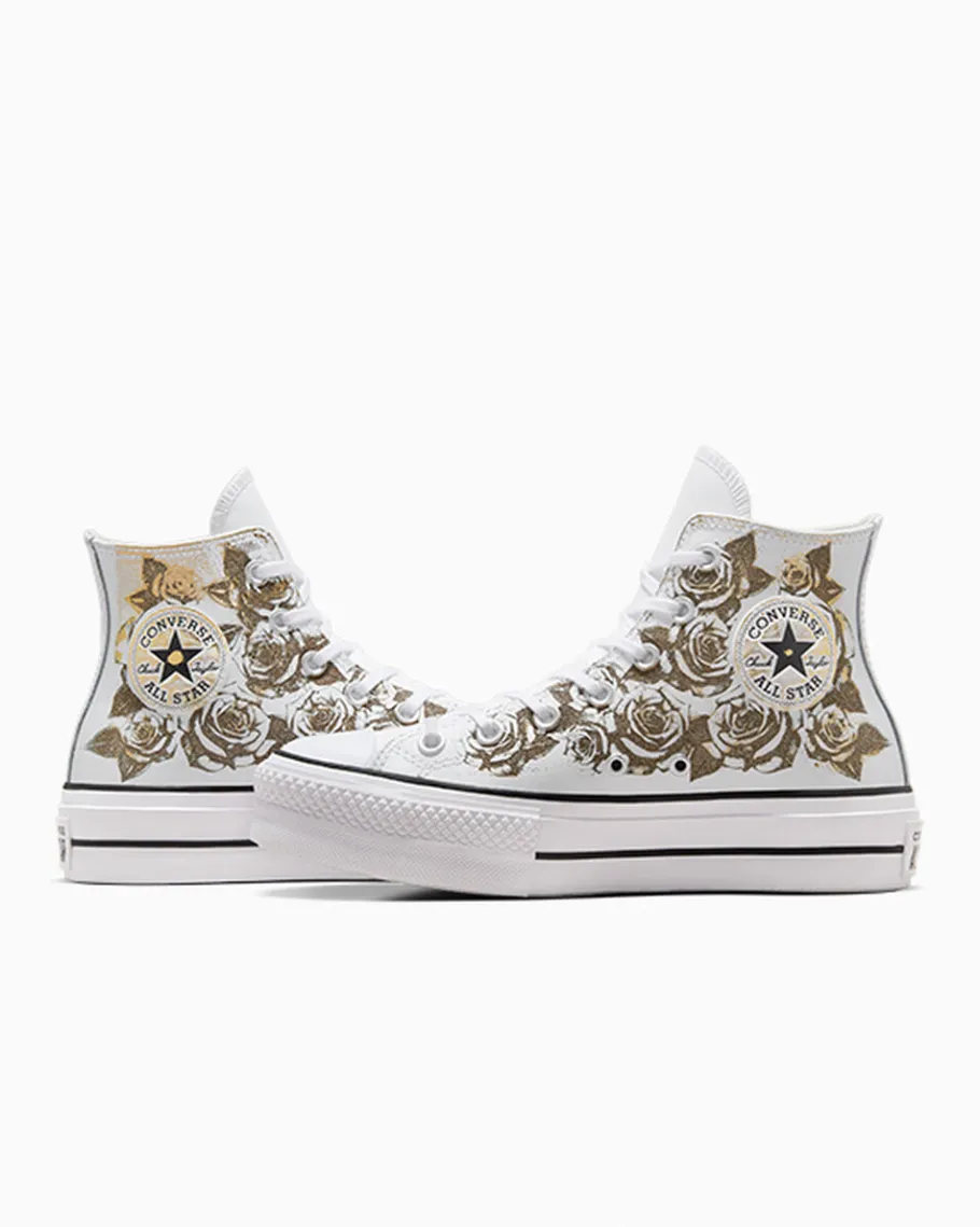 Converse Chuck Taylor All Star Lift Platform Gold Roses & Leather*Mujer Corte Alto | Plataformas