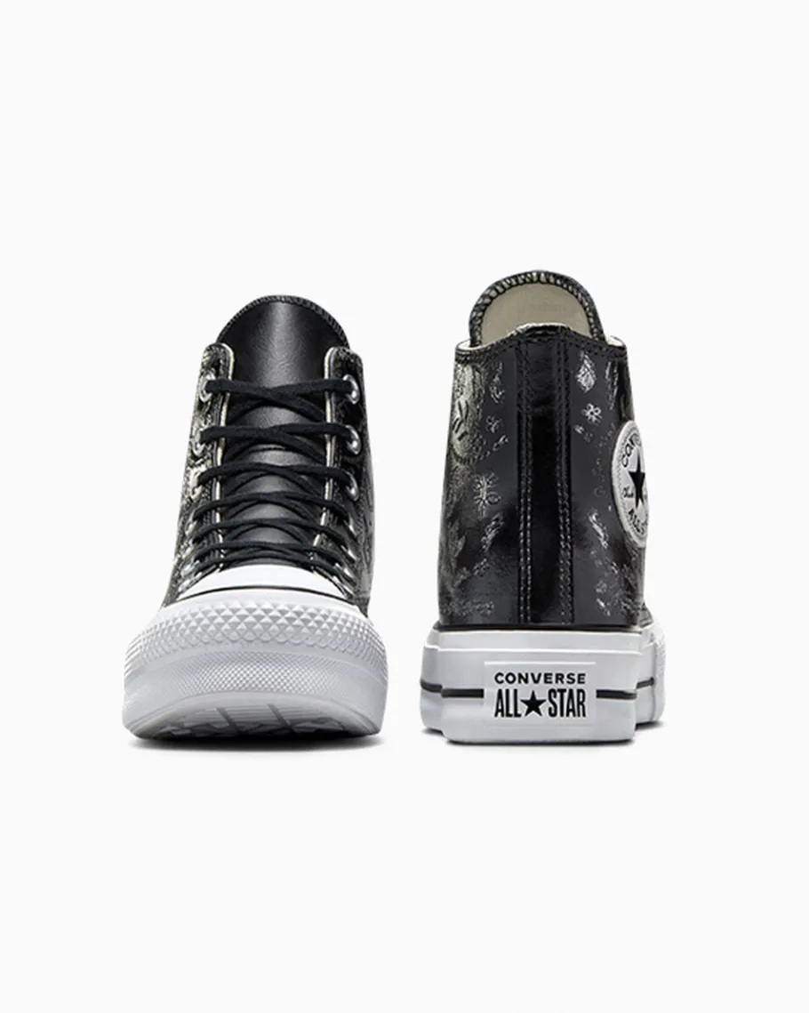 Converse Chuck Taylor All Star Lift Platform Silver Paisley & Leather*Mujer Corte Alto | Plataformas