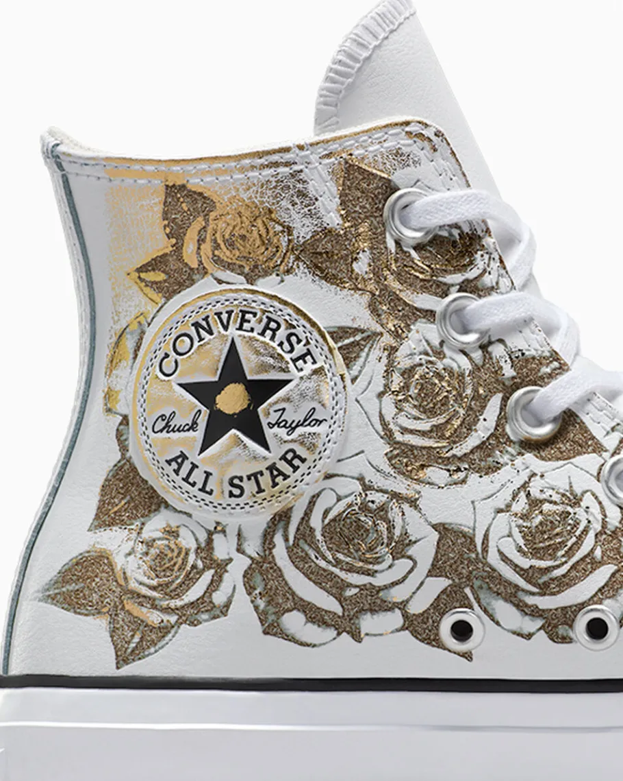 Converse Chuck Taylor All Star Lift Platform Gold Roses & Leather*Mujer Corte Alto | Plataformas
