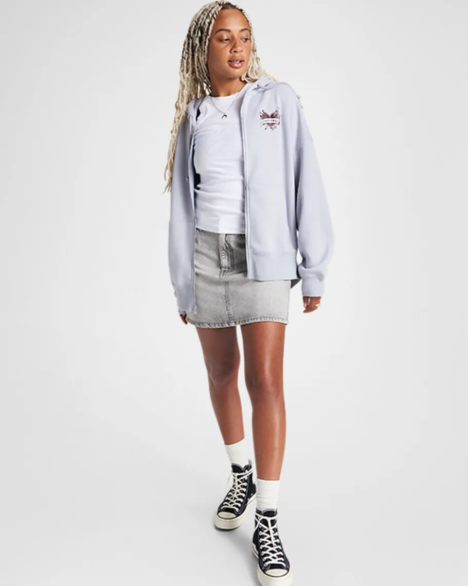 Converse Heart Tattoo Full-Zip Oversized Hoodie*Mujer Chaquetas Y Sudaderas