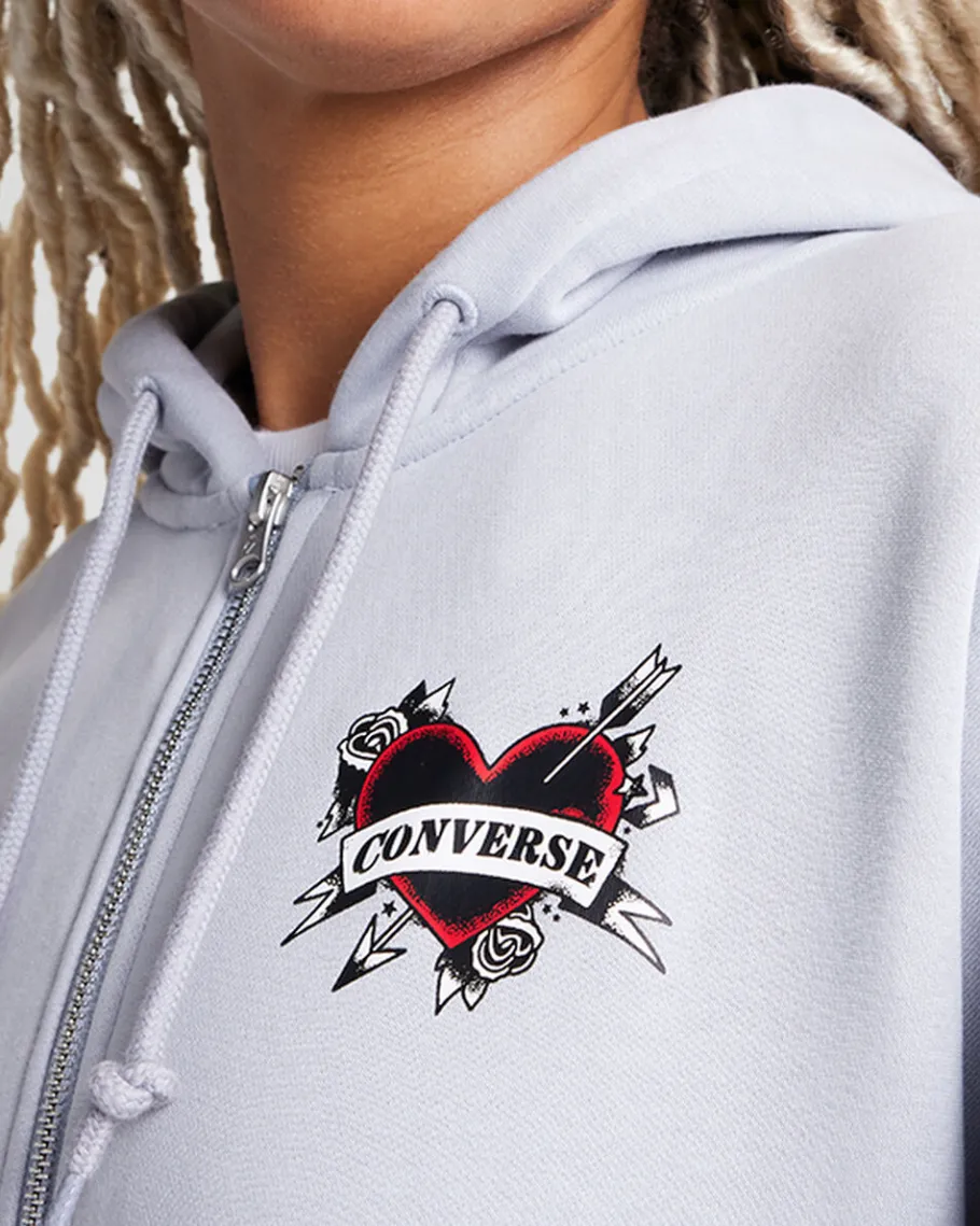 Converse Heart Tattoo Full-Zip Oversized Hoodie*Mujer Chaquetas Y Sudaderas