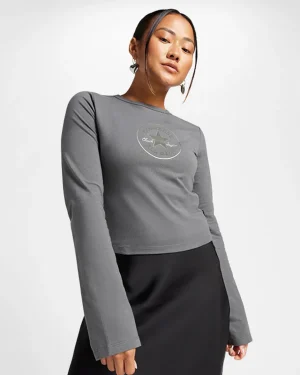 Converse Metallic Patch Long Sleeve Baby T-Shirt*Mujer Partes De Arriba Y Camisetas